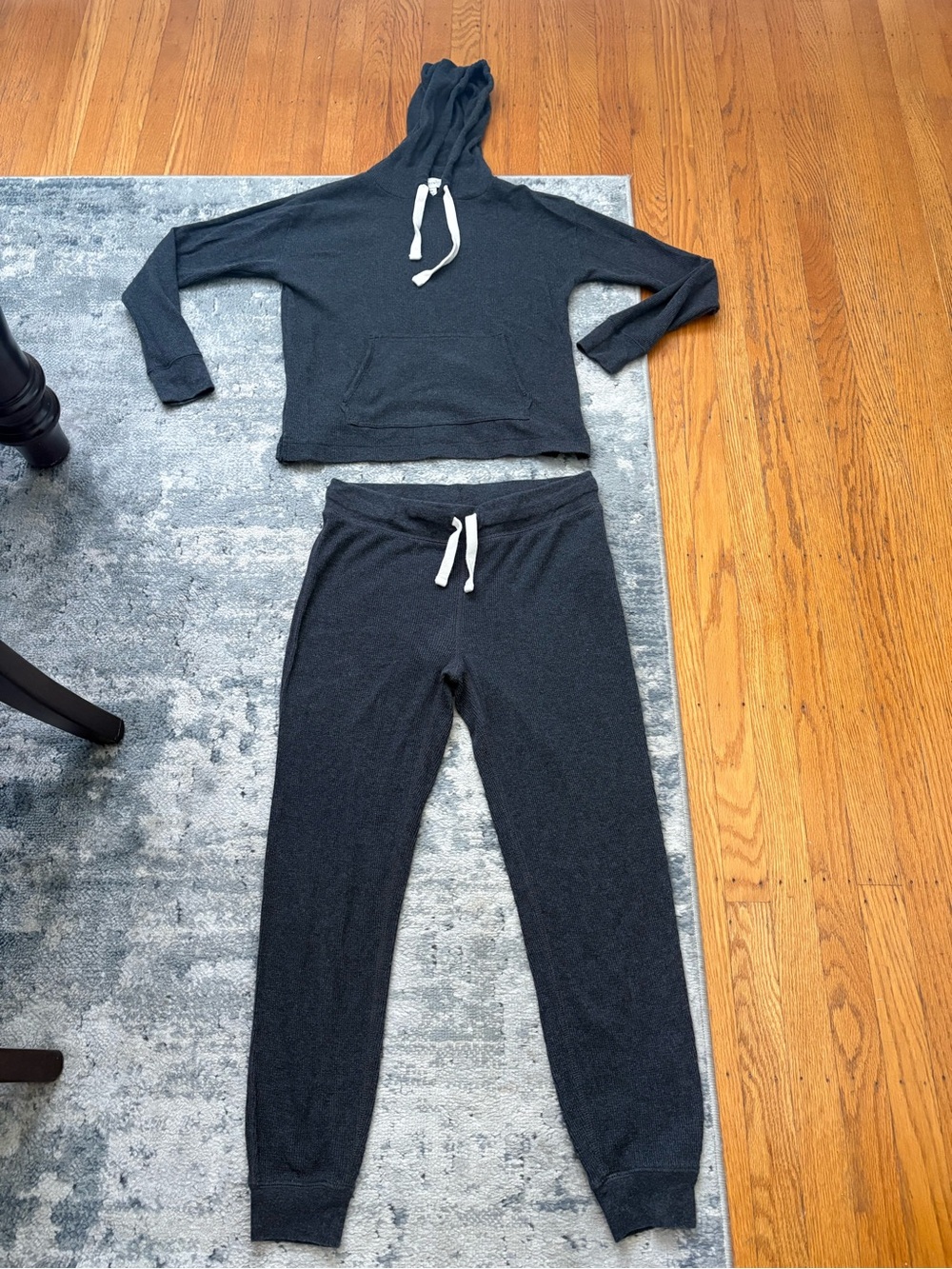J. Crew Factory Dark Charcoal Gray Ribbed Sweat Set, SZ XS